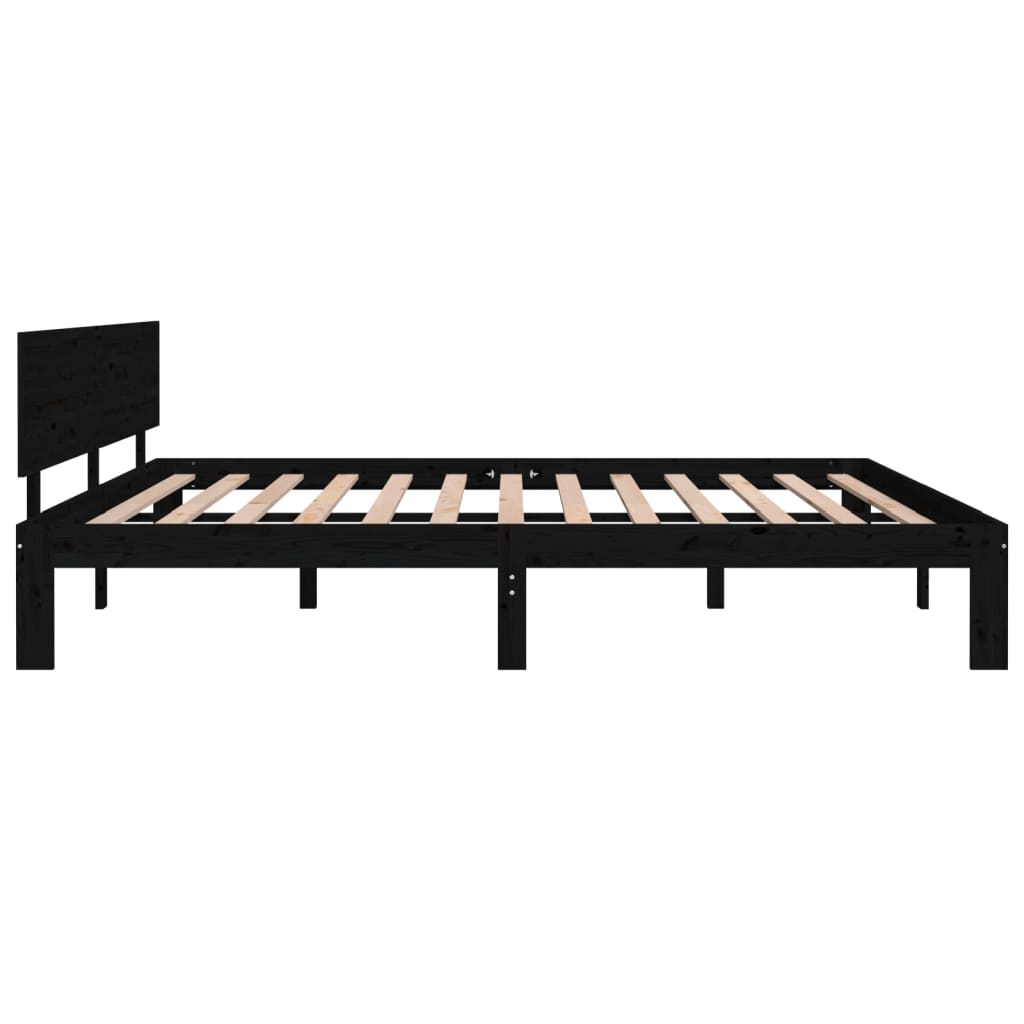 Estrutura de cama super king 180x200 cm madeira maciça preto