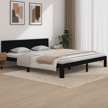 Estrutura de cama super king 180x200 cm madeira maciça preto