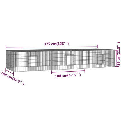 Coelheira de 3 painéis 325x109x55 cm ferro galvanizado