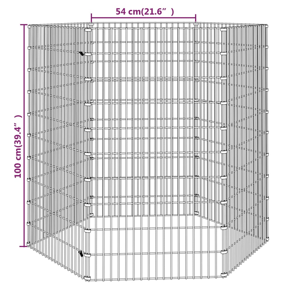 Coelheira de 6 painéis 54x100 cm ferro galvanizado