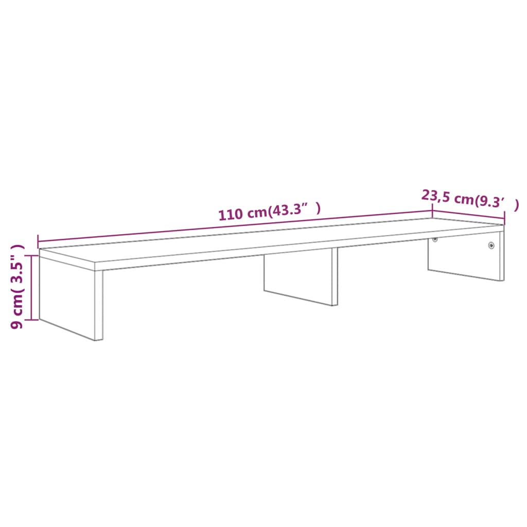 Suporte monitor 110x23,5x9 cm derivados madeira carvalho fumado