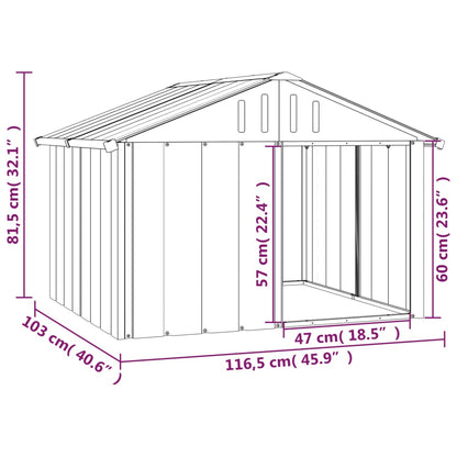 Casota para cães 116,5x103x81,5 cm aço galvanizado antracite