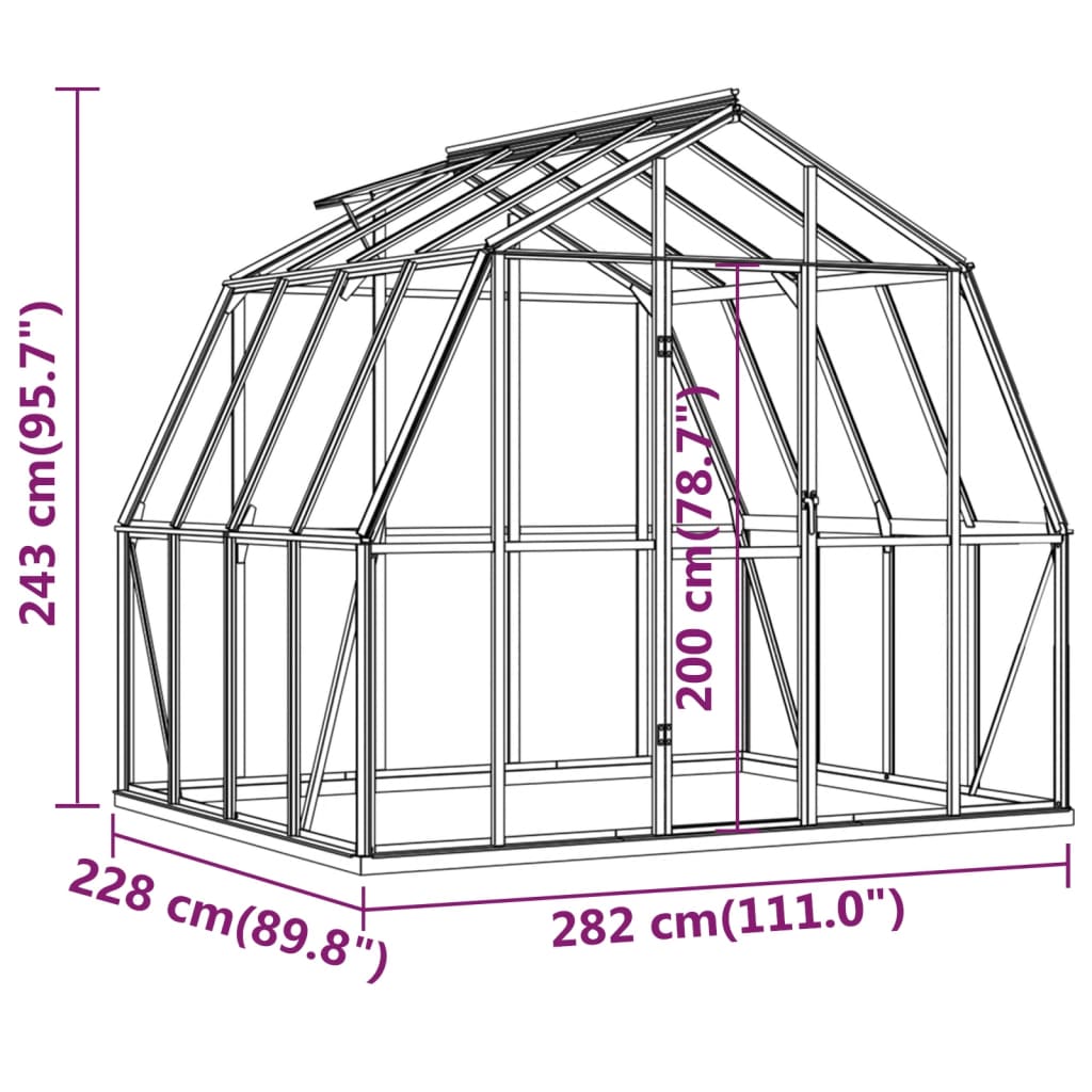 Estufa GreenHouse com Base - 6,43 m² - Estrutura em Aluminio e Aço