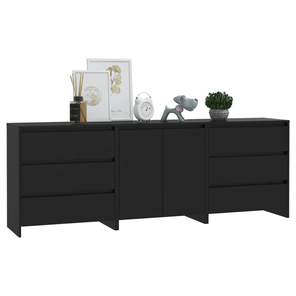 Aparador Endy de 210cm - Preto - Design Moderno