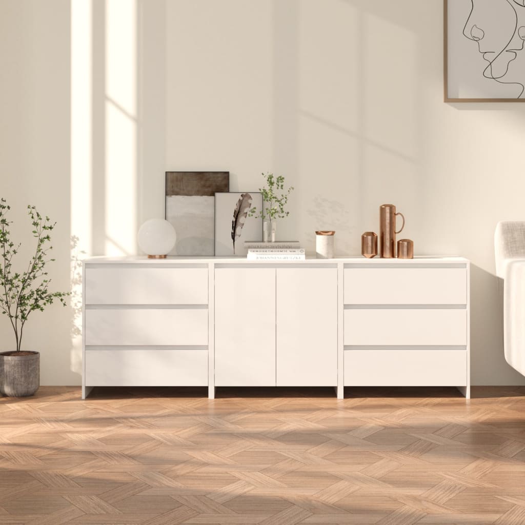 Aparador Endy de 210cm - Branco Brilhante - Design Moderno