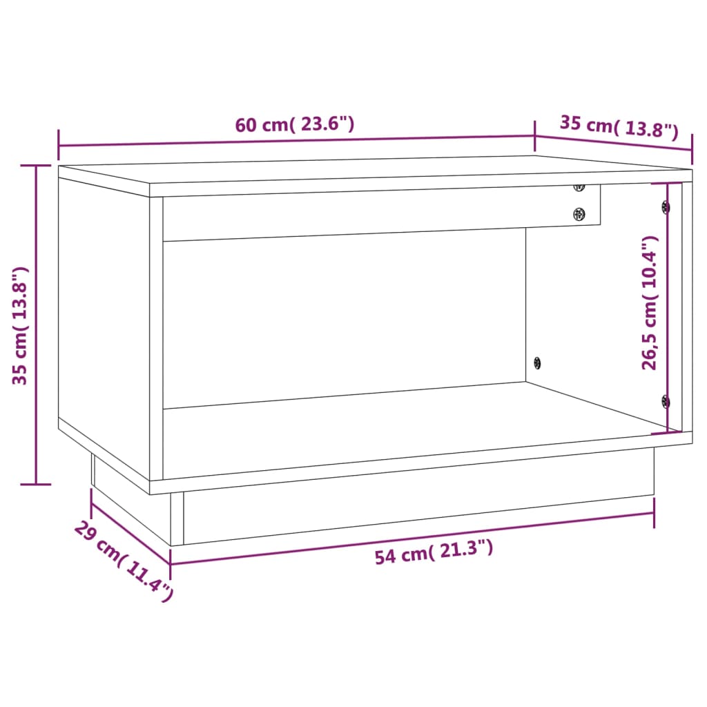 Móvel de TV Valquer de 60 cm em Madeira de Pinho - Branco - Design Rústico