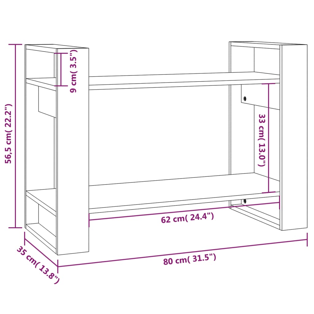 Estante/divisória 80x35x56,5 cm pinho maciço branco