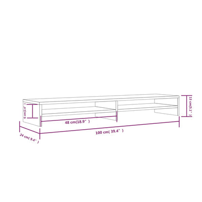 Suporte para monitor 100x24x13 cm madeira de pinho maciça