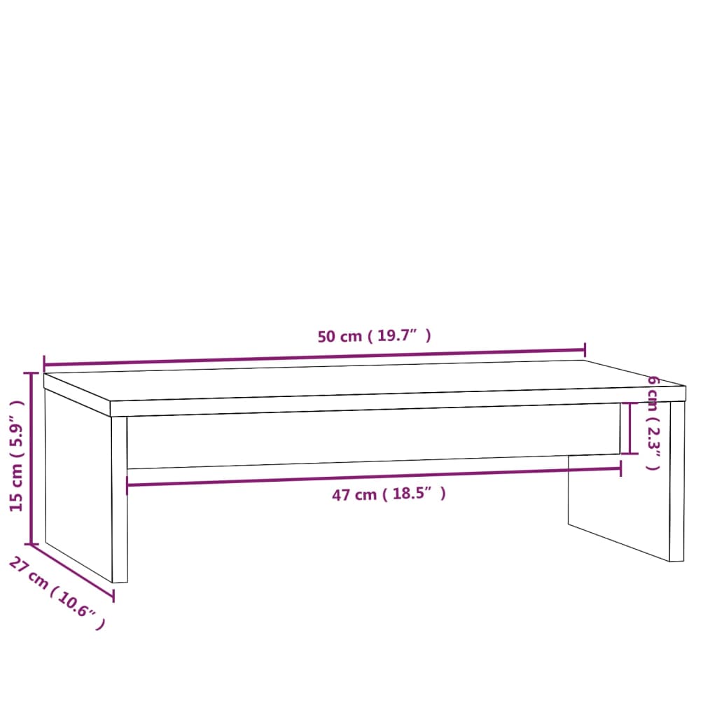 Suporte para Monitor Point de 50 cm em Madeira de Pinho - Cor Natural