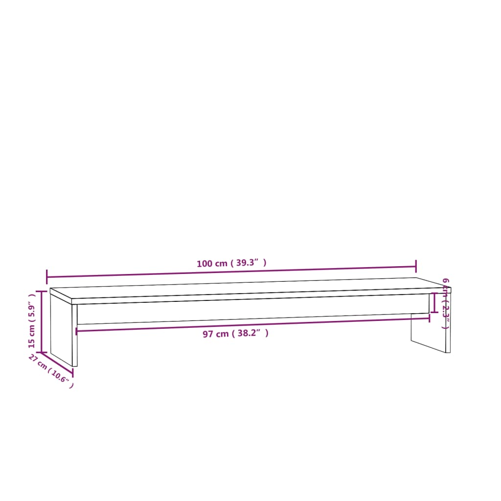 Suporte para monitor 100x27x15 cm pinho maciço castanho mel