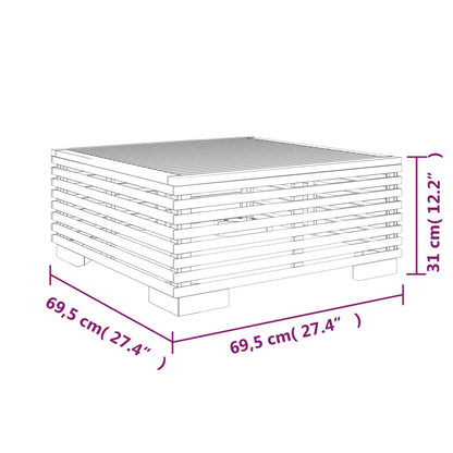 Mesa de centro de jardim 69,5x69,5x31 cm madeira de teca maciça