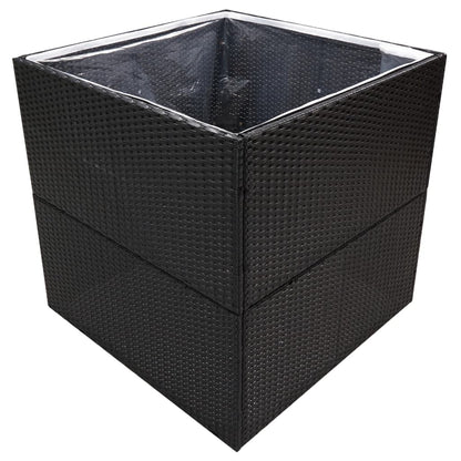 Vaso/floreira de jardim 80x80x80 cm vime PE preto