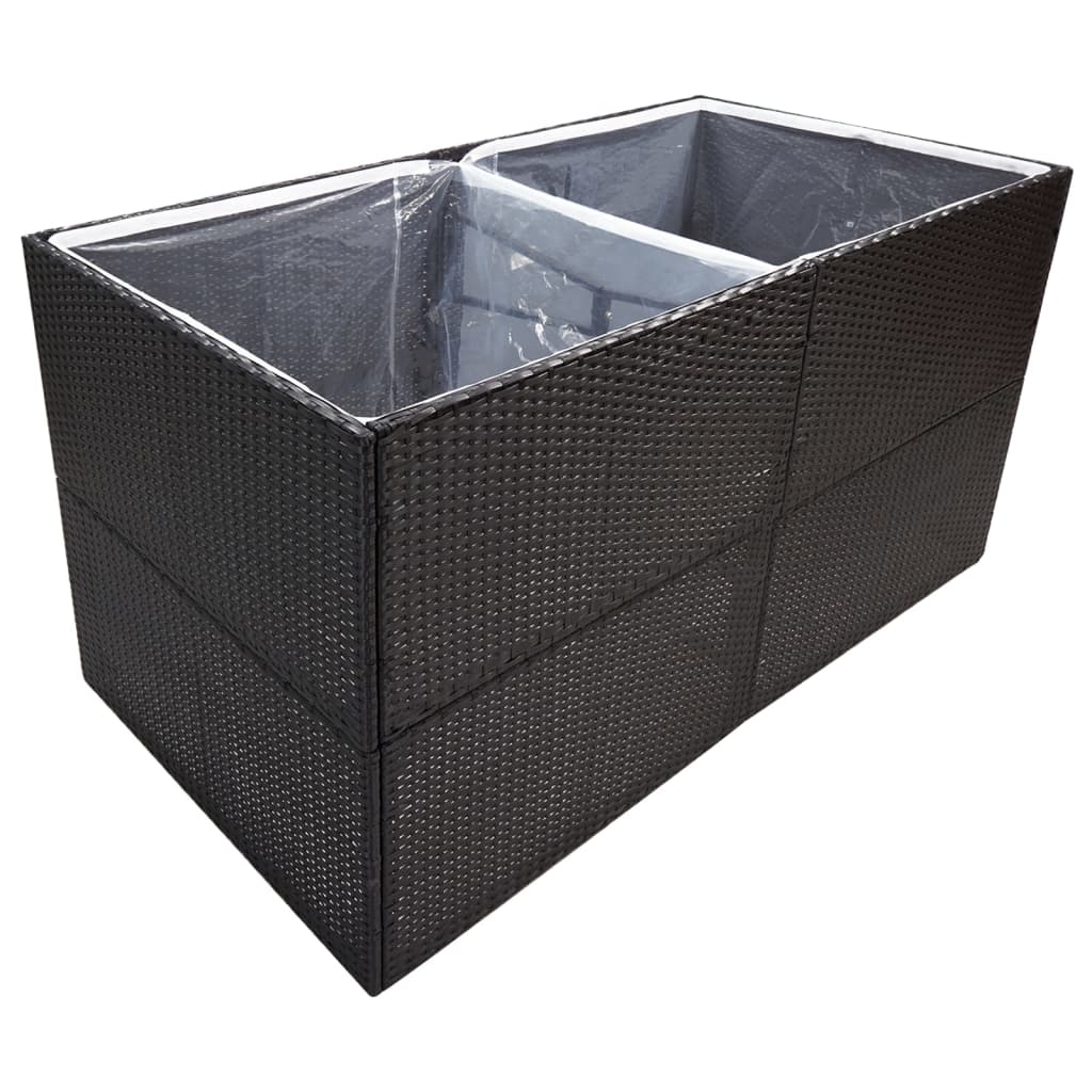 Vaso/floreira de jardim 157x80x80 cm vime PE preto