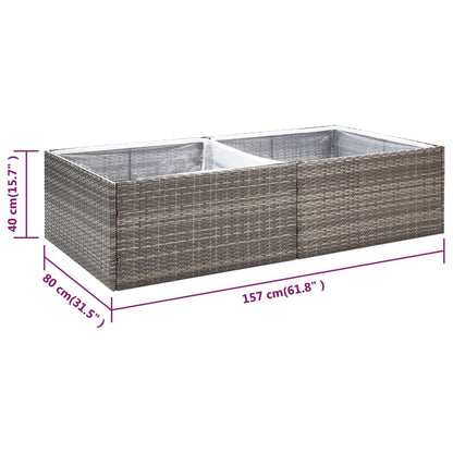 Vaso/floreira de jardim 157x80x40 cm vime PE cinzento