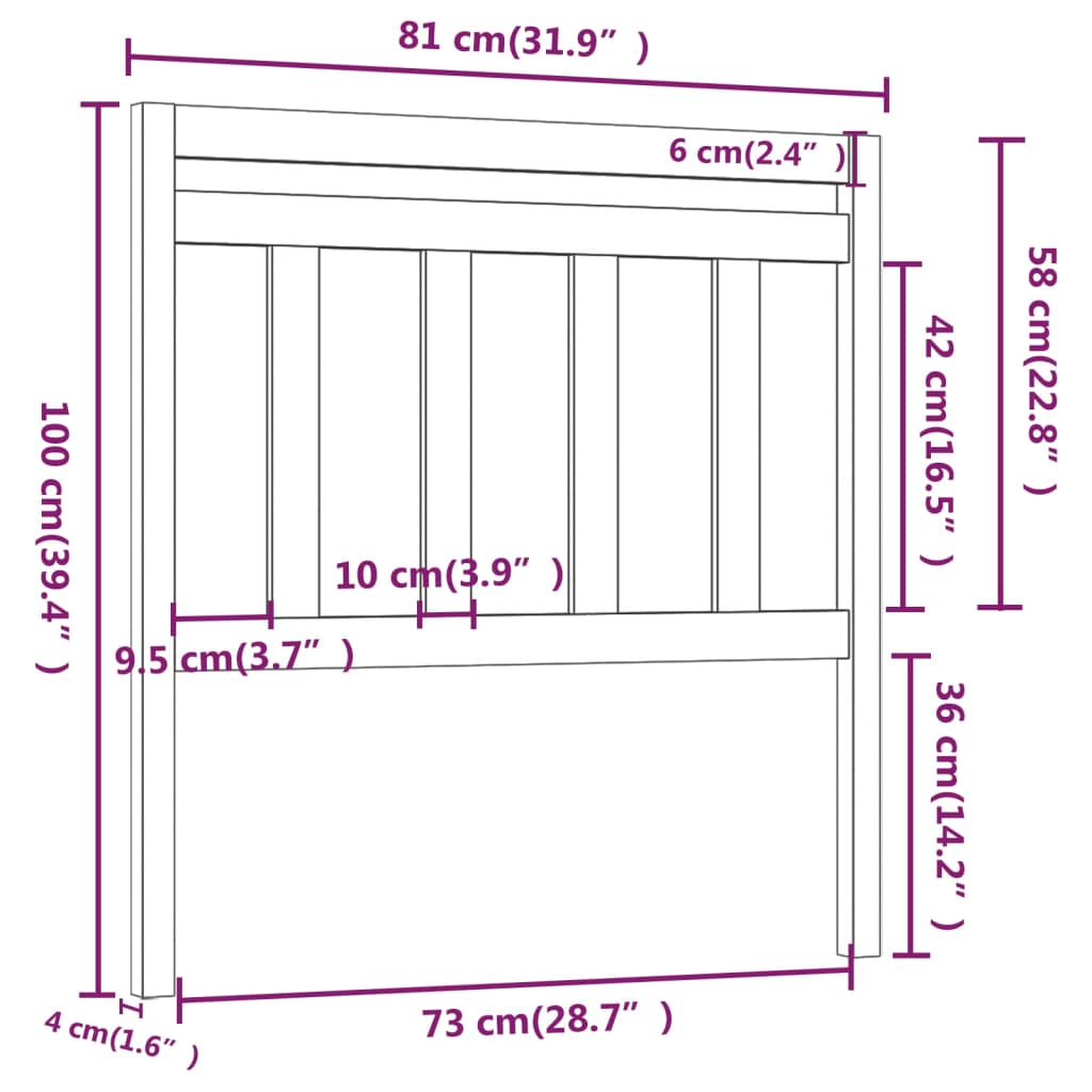 Cabeceira de cama 81x4x100 cm pinho maciço cinzento