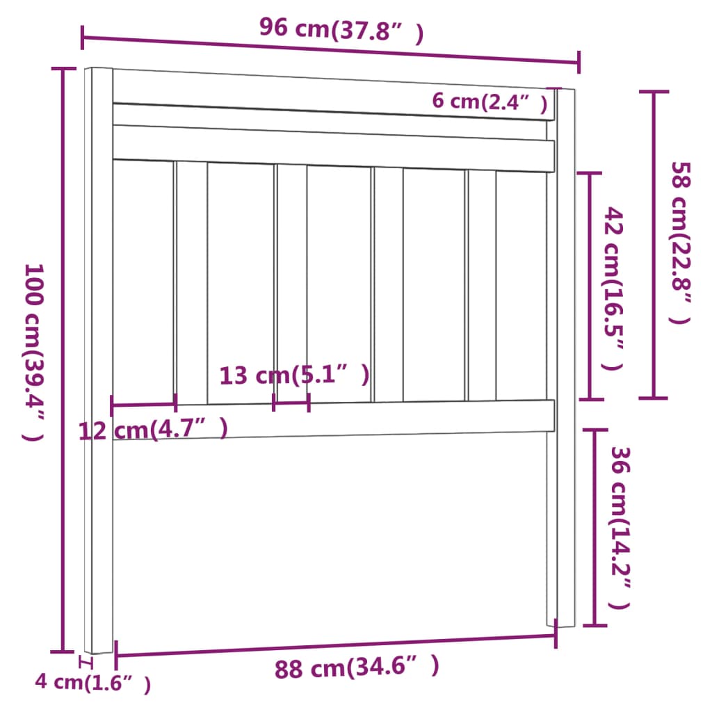 Cabeceira de cama 96x4x100 cm pinho maciço branco