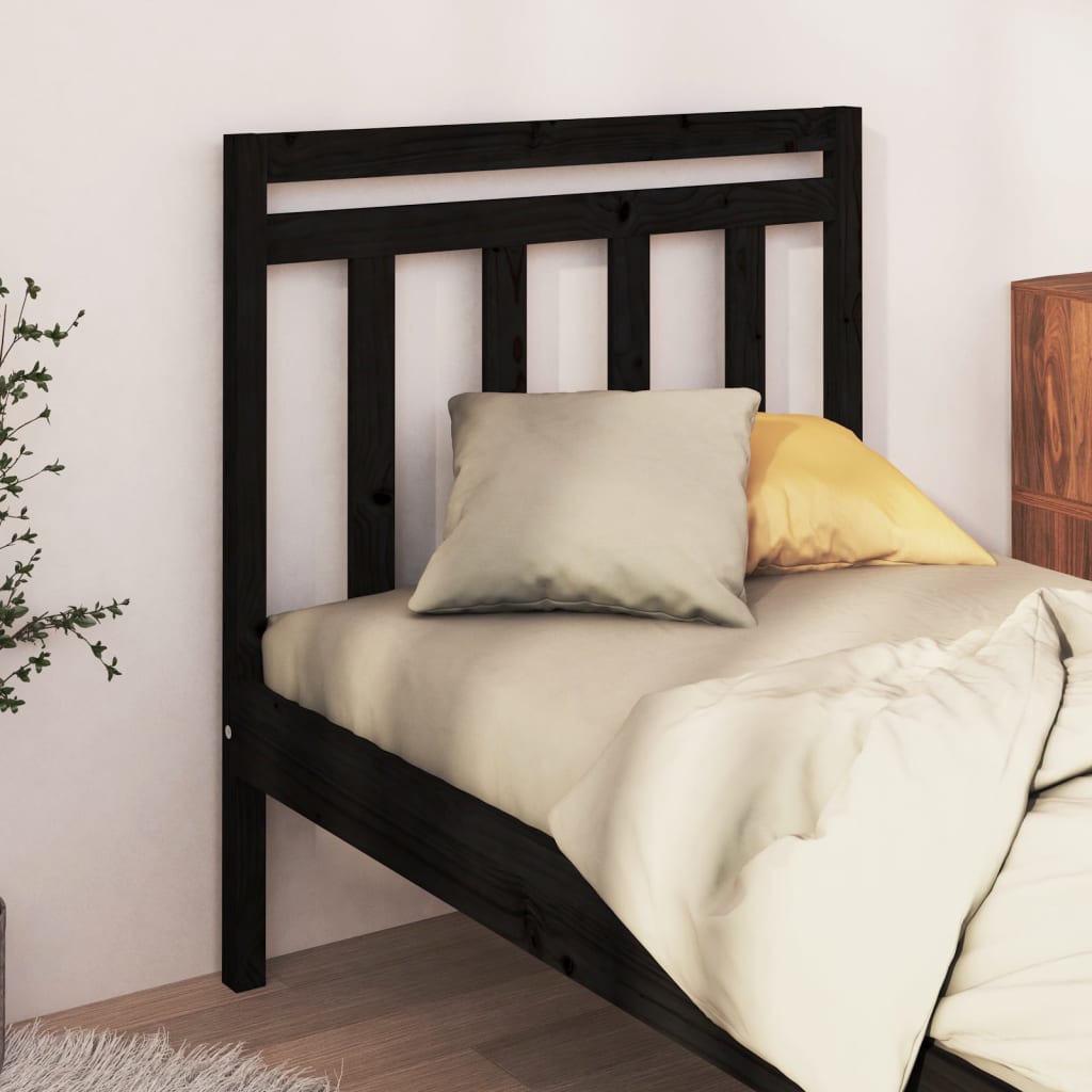 Cabeceira de cama 96x4x100 cm pinho maciço preto