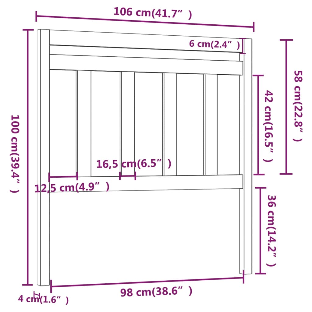 Cabeceira de cama 106x4x100 cm pinho maciço branco