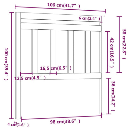 Cabeceira de cama 106x4x100 cm pinho maciço cinzento