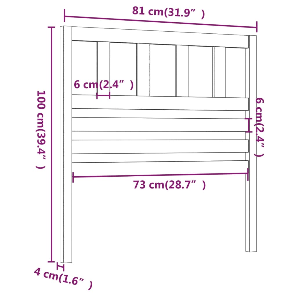 Cabeceira de cama 81x4x100 cm pinho maciço castanho mel