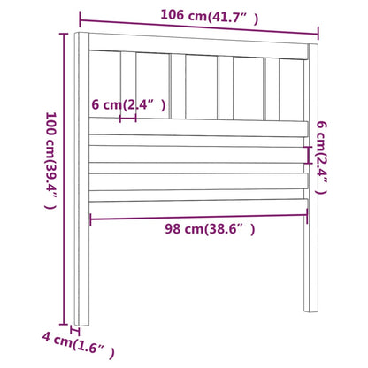 Cabeceira de cama 106x4x100 cm pinho maciço cinzento