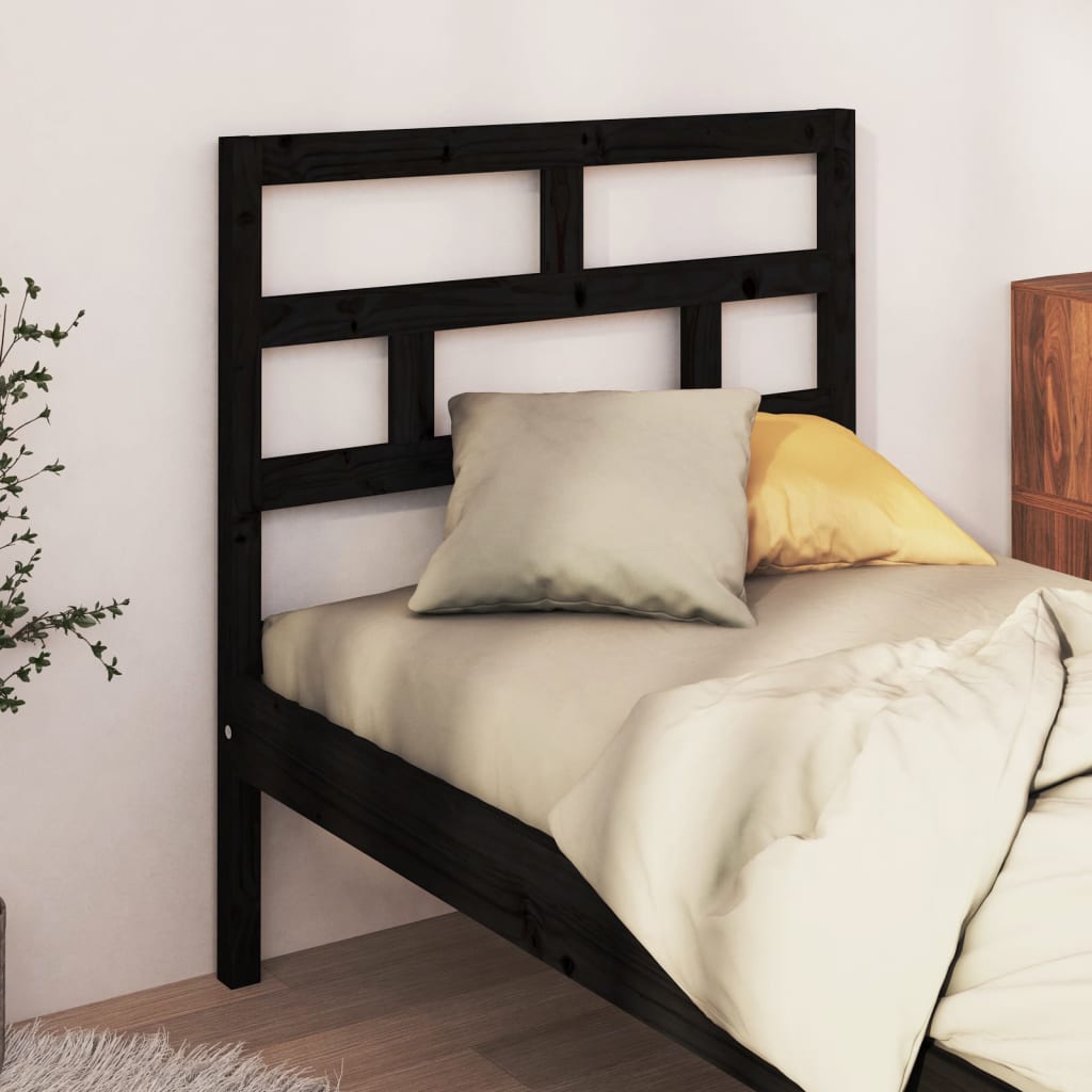 Cabeceira de cama 81x4x100 cm pinho maciço preto