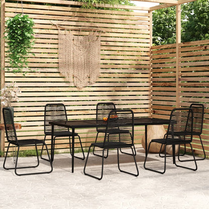 7 pcs conjunto de jantar para jardim preto