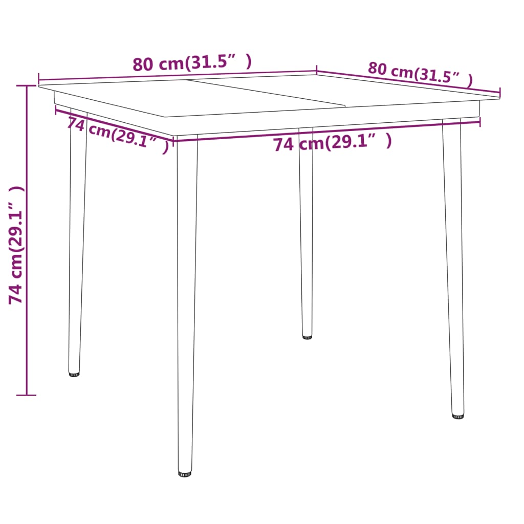 3 pcs conjunto de jantar para jardim preto