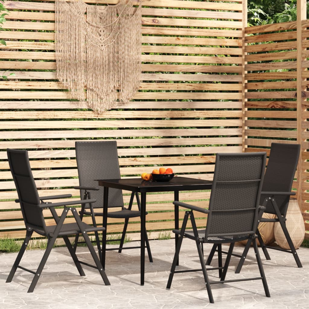 5 pcs Conjunto de jantar para jardim preto