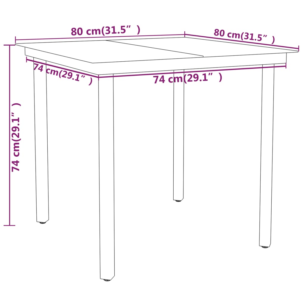 5 pcs Conjunto de jantar para jardim preto