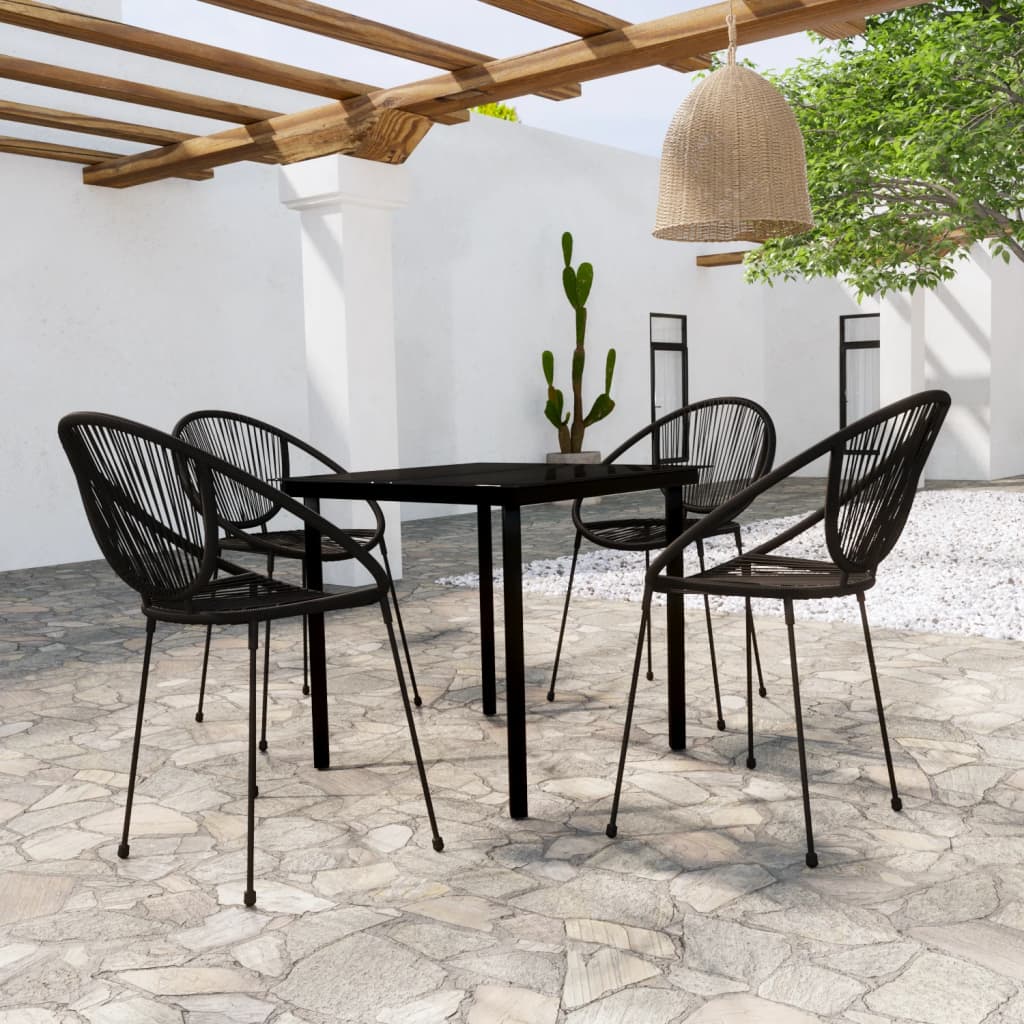 5 pcs conjunto de jantar para jardim preto