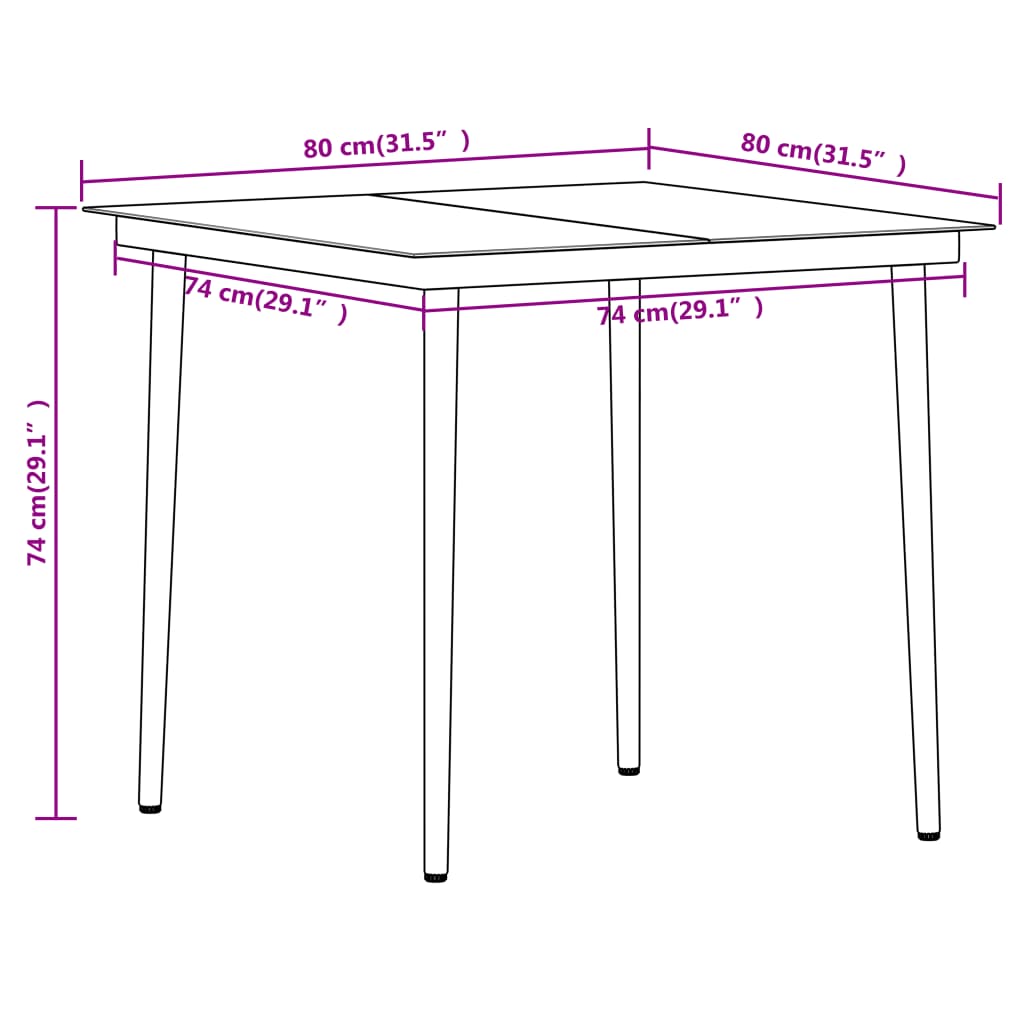 3 pcs conjunto de jantar para jardim preto