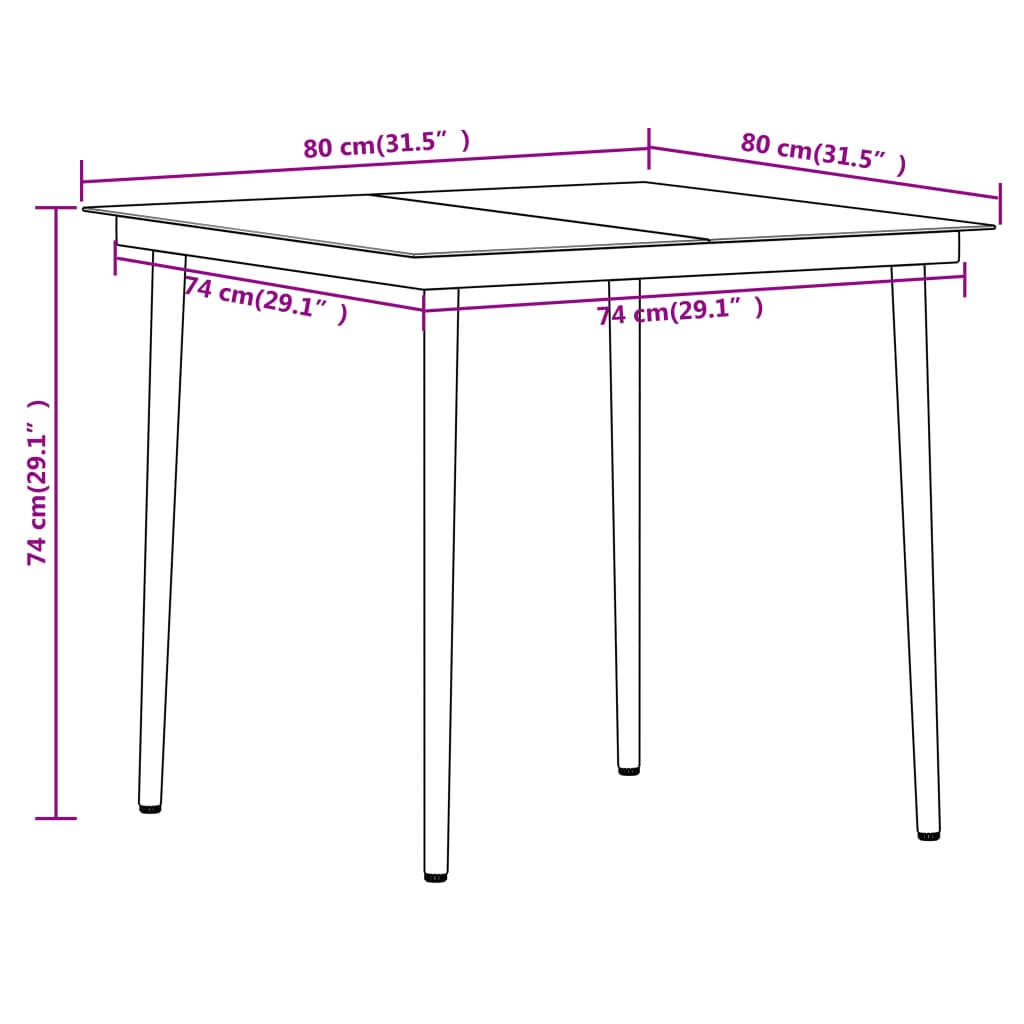 3 pcs conjunto de jantar para jardim preto