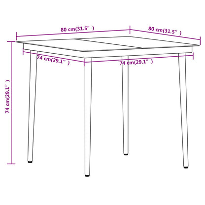 3 pcs conjunto de jantar para jardim preto