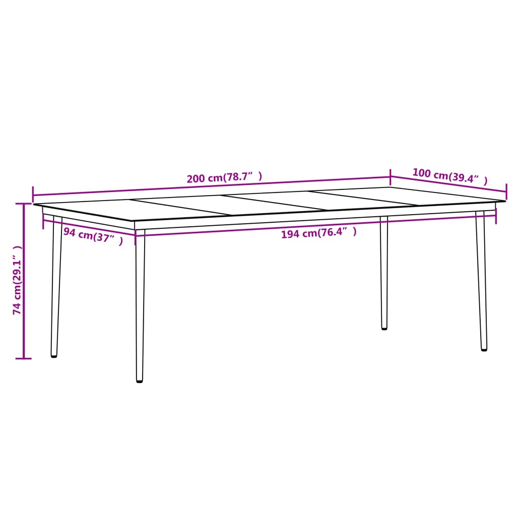 9 pcs conjunto de jantar para jardim preto