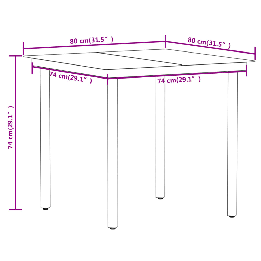 3 pcs conjunto de jantar para jardim cor de carvalho