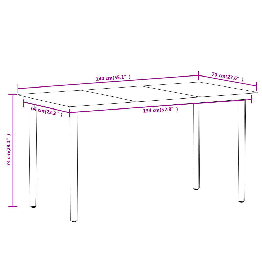 7 pcs conjunto de jantar para jardim cor de carvalho