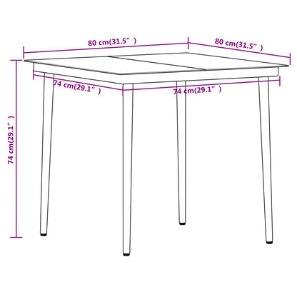 3 pcs conjunto de jantar para jardim preto