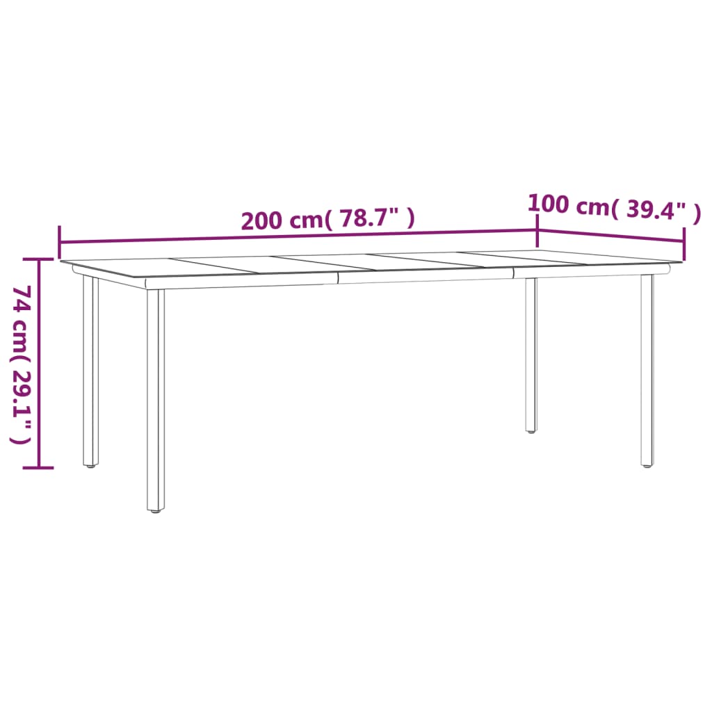 9 pcs conjunto de jantar para jardim vime de PVC preto