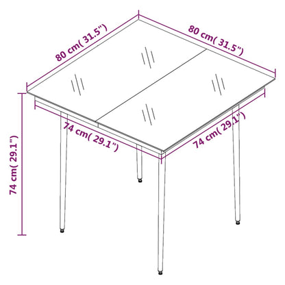 3 pcs conjunto de jantar para jardim vime PVC preto