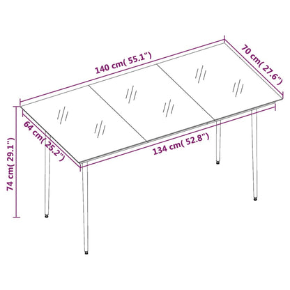 7 pcs conjunto de jantar para jardim vime de PVC preto