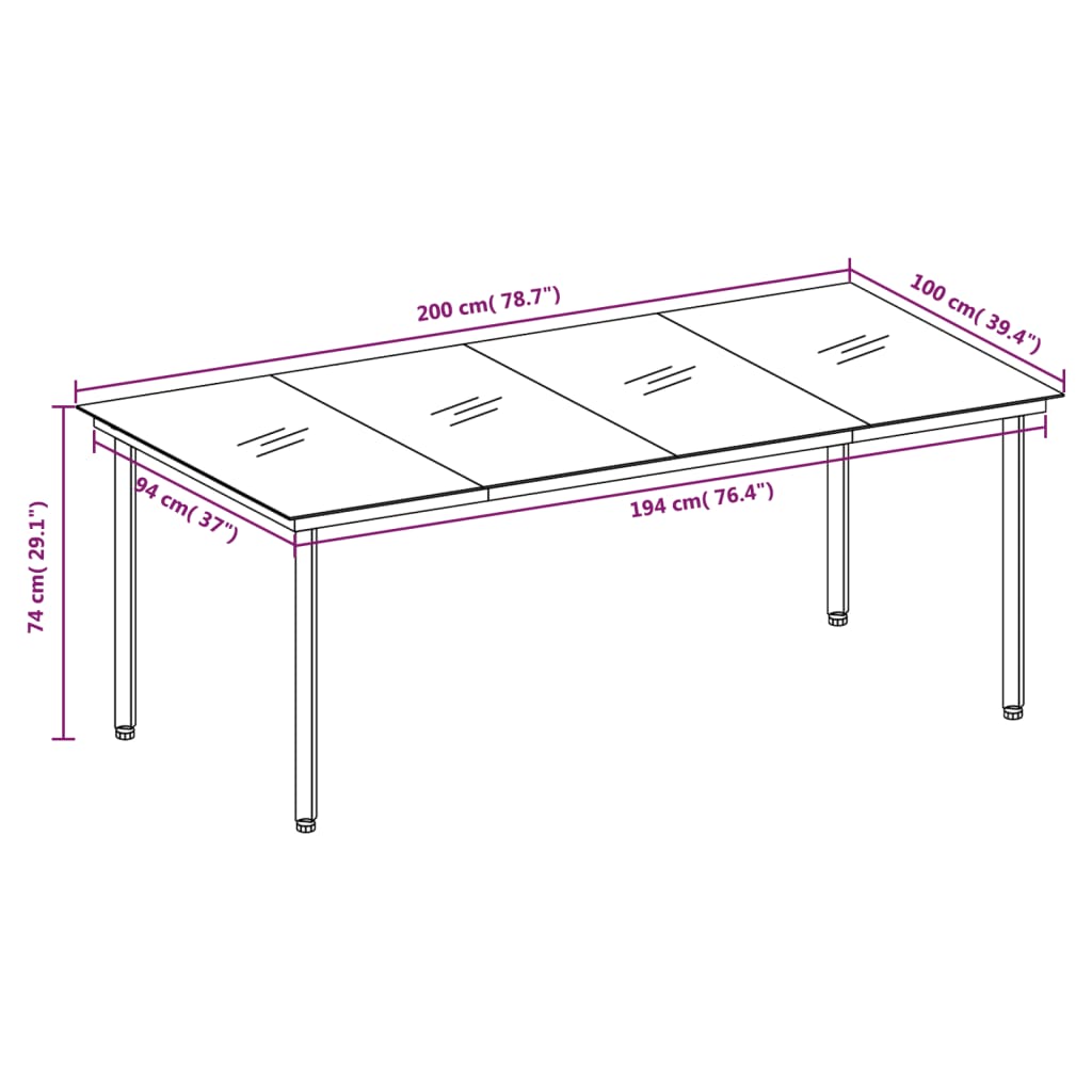 9 pcs conjunto de jantar para jardim preto