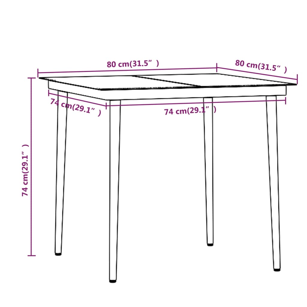 3 pcs conj. de jantar para jardim c/ almofadões castanho/preto