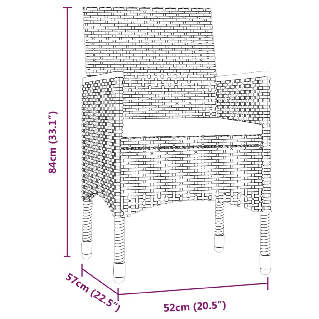 5 pcs conjunto de jantar p/ jardim c/ almofadões preto