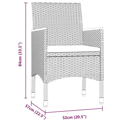 5 pcs conjunto de jantar jardim com almofadões cinzento/preto