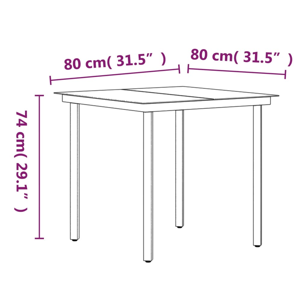 3 pcs conjunto de jantar para jardim com almofadões preto