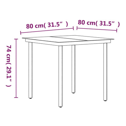 3 pcs conjunto de jantar para jardim com almofadões preto