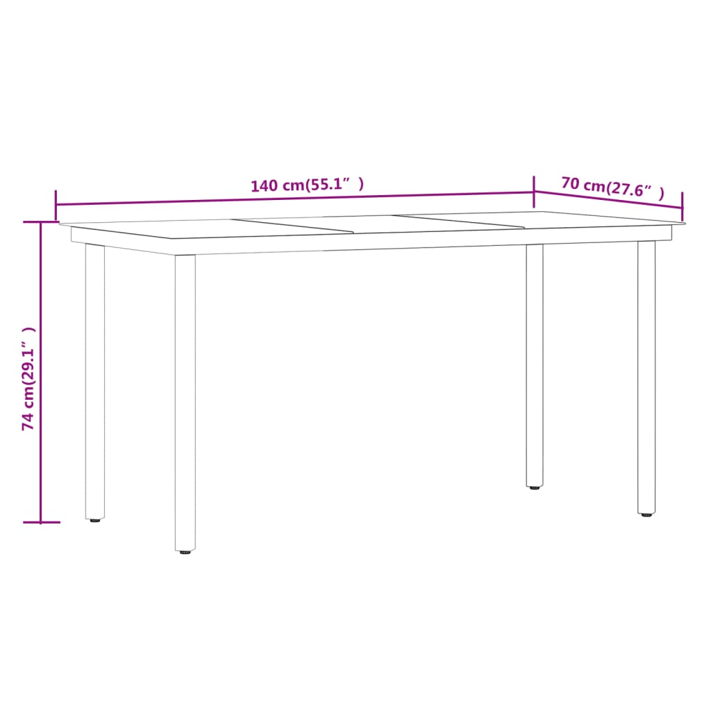 7 pcs conjunto de jantar para jardim preto