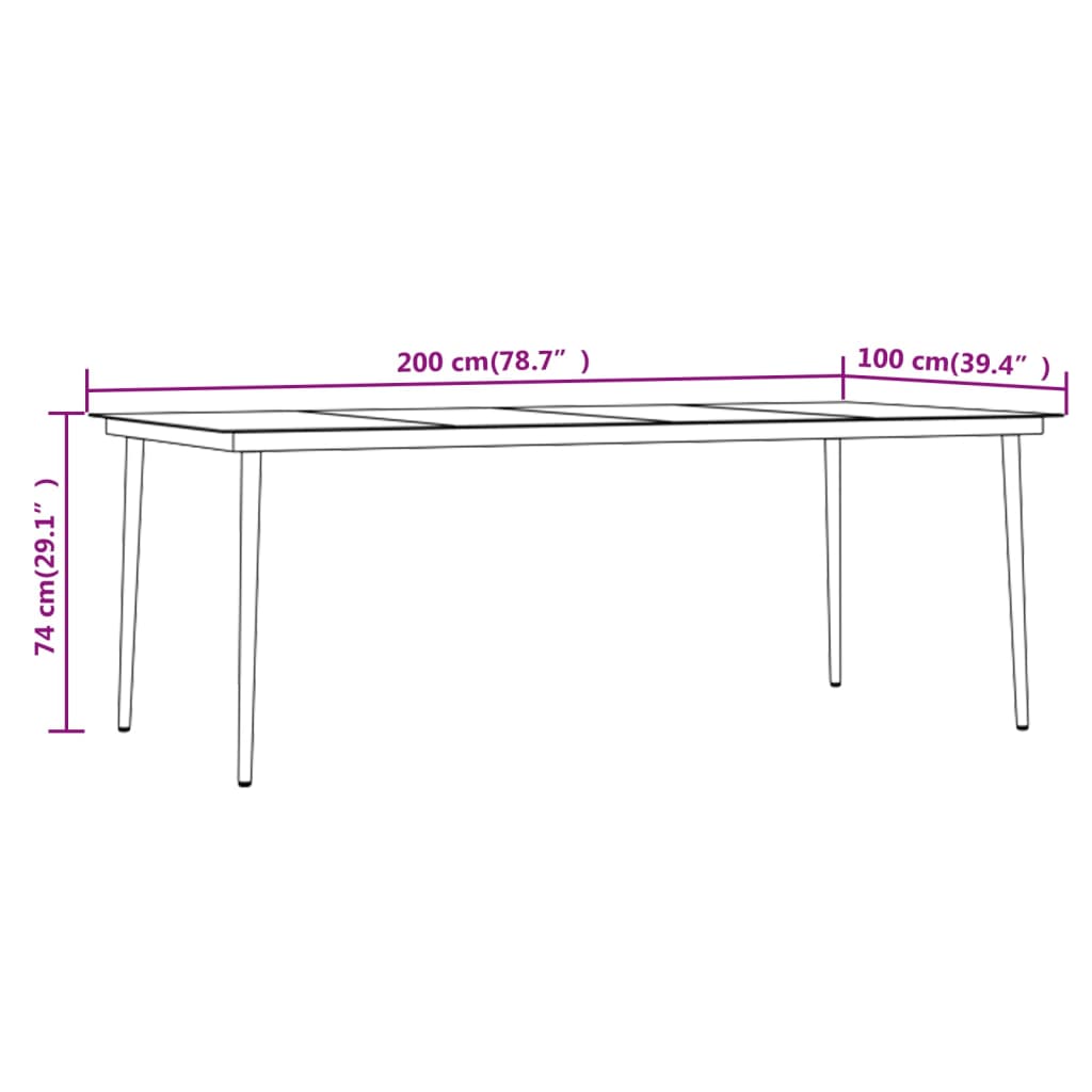 9 pcs conjunto de jantar para jardim preto