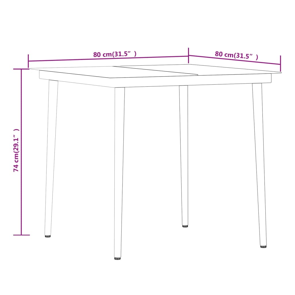 3 pcs conjunto de jantar para jardim castanho e preto